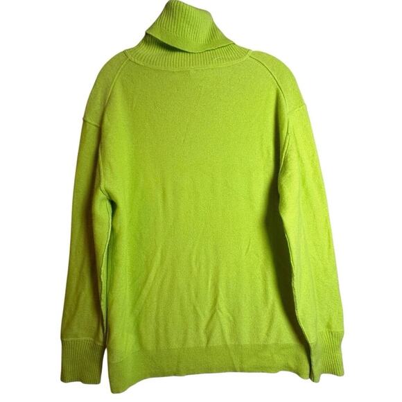 Free People Treasure 100% Cashmere Turtleneck Sweater Chartreuse Sz S Goblincore - Picture 4 of 16